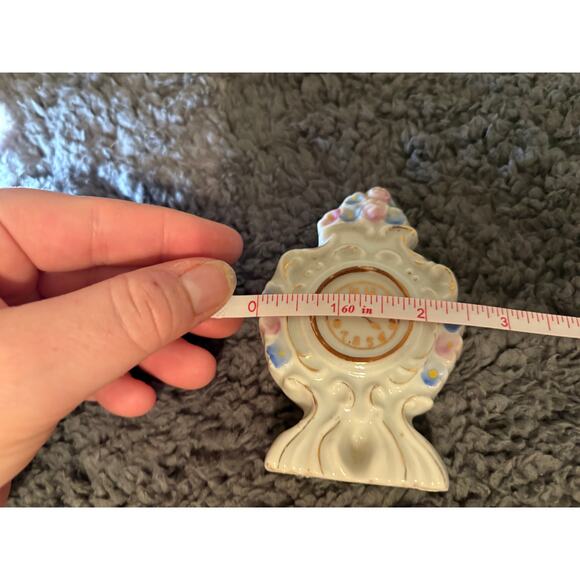 Vintage Mantel Clock Ceramic Porcelain Figurine Made In Japan - Picture 6 of 7